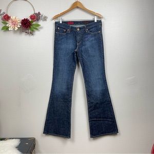 AG EUC Adriano Goldschmied Dark Wash Blue The Club Flare Denim Jeans 30R